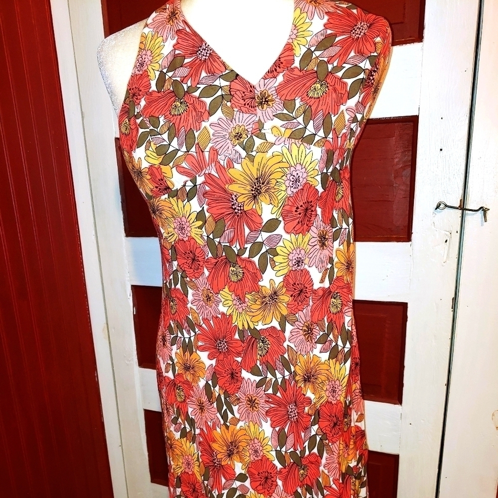 LOFT Floral Halter Dress Rayon 10 - Picture 2 of 7